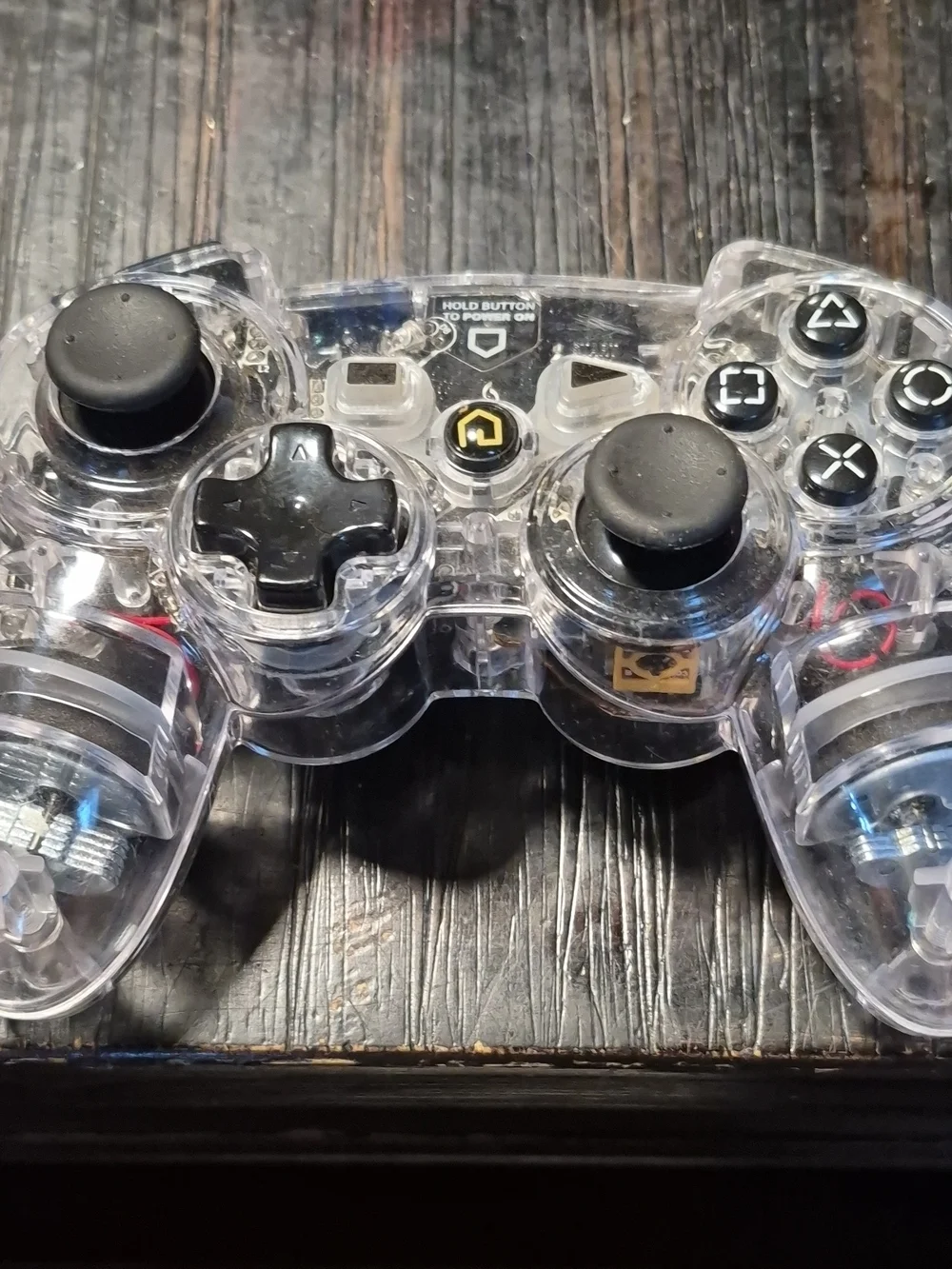 Untested Clear Transparent Wired Game Controller - Black Accents